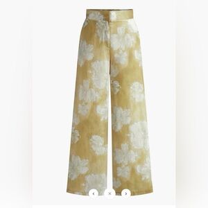 Commense Floral Wide-Leg Pants in Cream and Tan